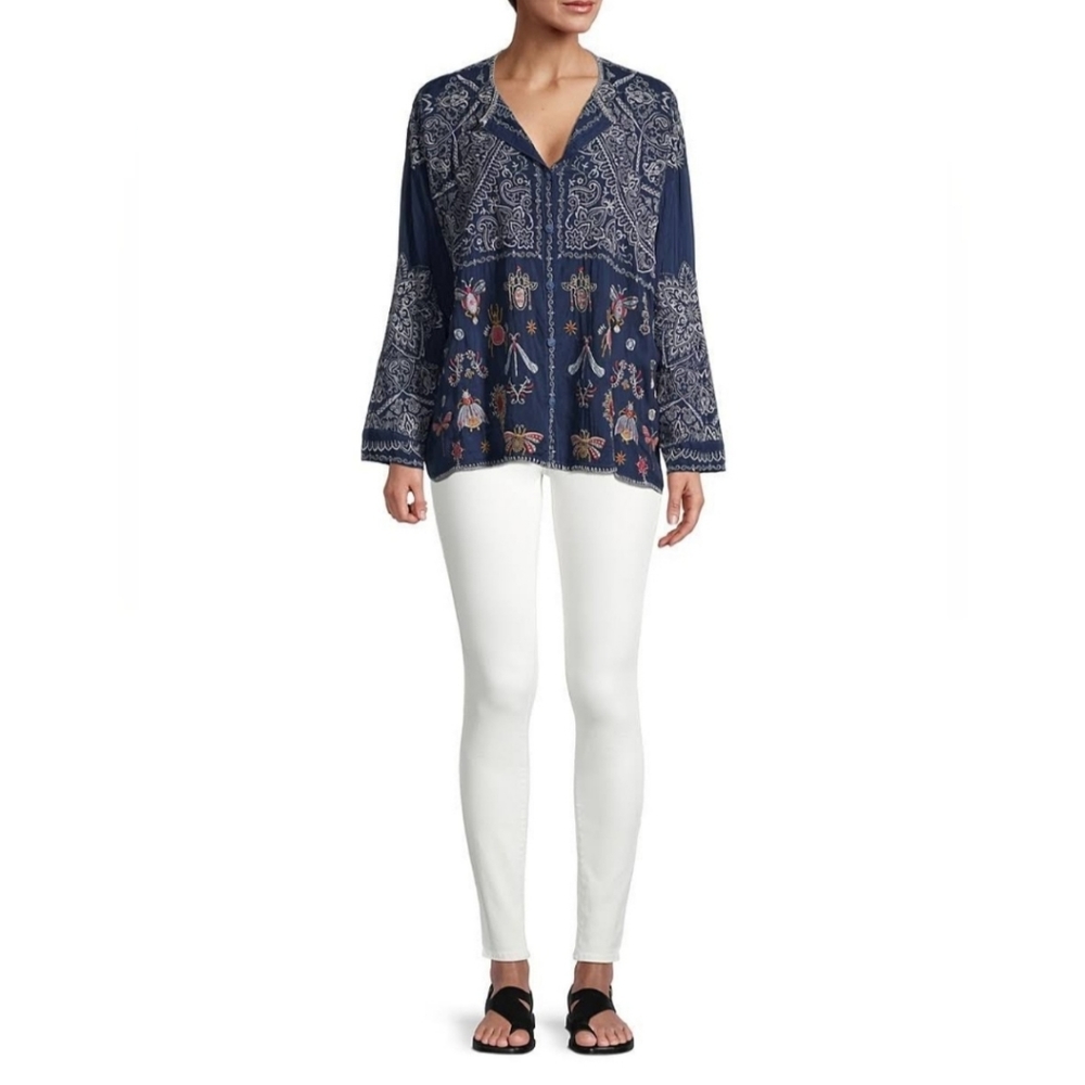 Johnny Was  Renemutet Embroidered Blouse Medium